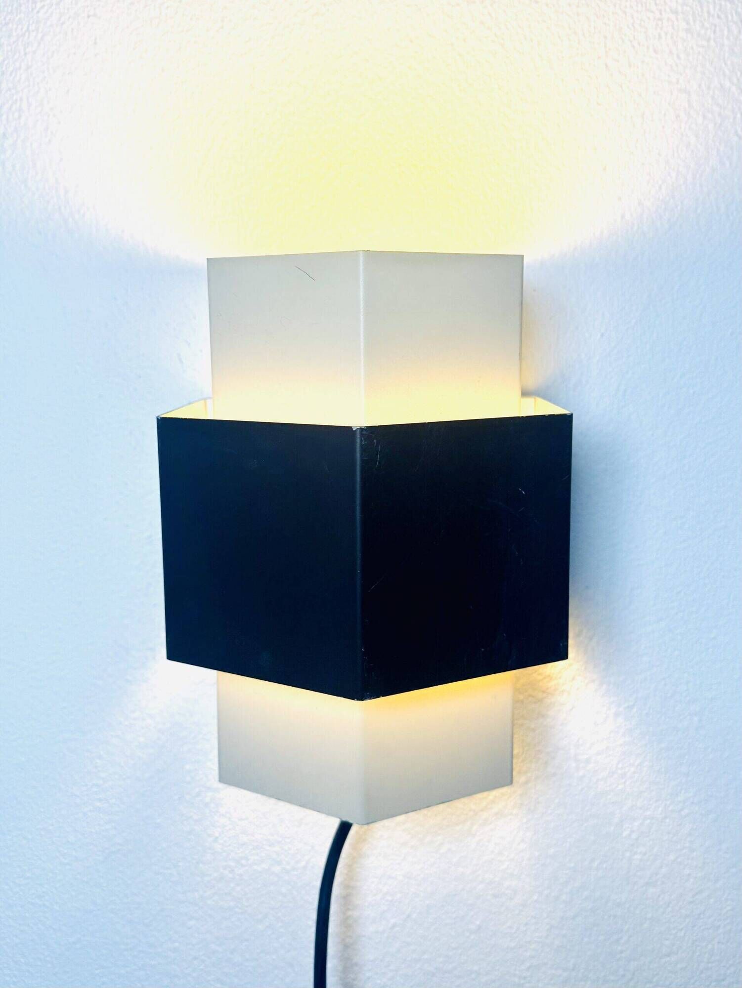 Geometric Curved Wall Lamp By J.J.M. Hoogervorst For Anvia Nederland, The Netherlands 1950S