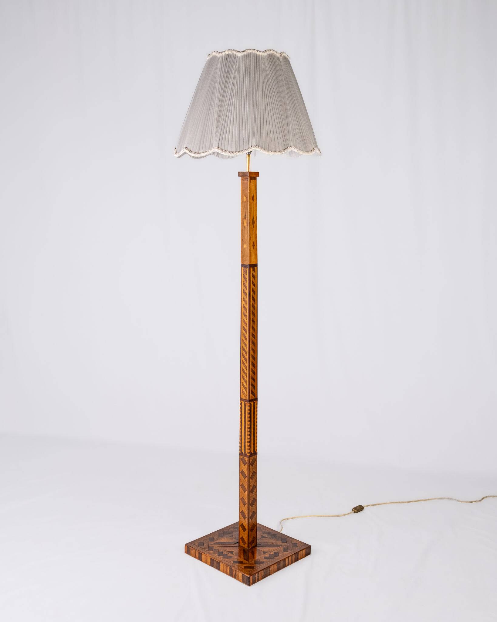 Art Deco floor lamp in marquetry, France, 1930s