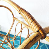 Rattan magazine rack from the 50s