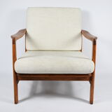 Scandinavian armchair, fully restored, designer Z. Baczyk, 1960s, beige fabric