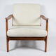 Scandinavian armchair, fully restored, designer Z. Baczyk, 1960s, beige fabric