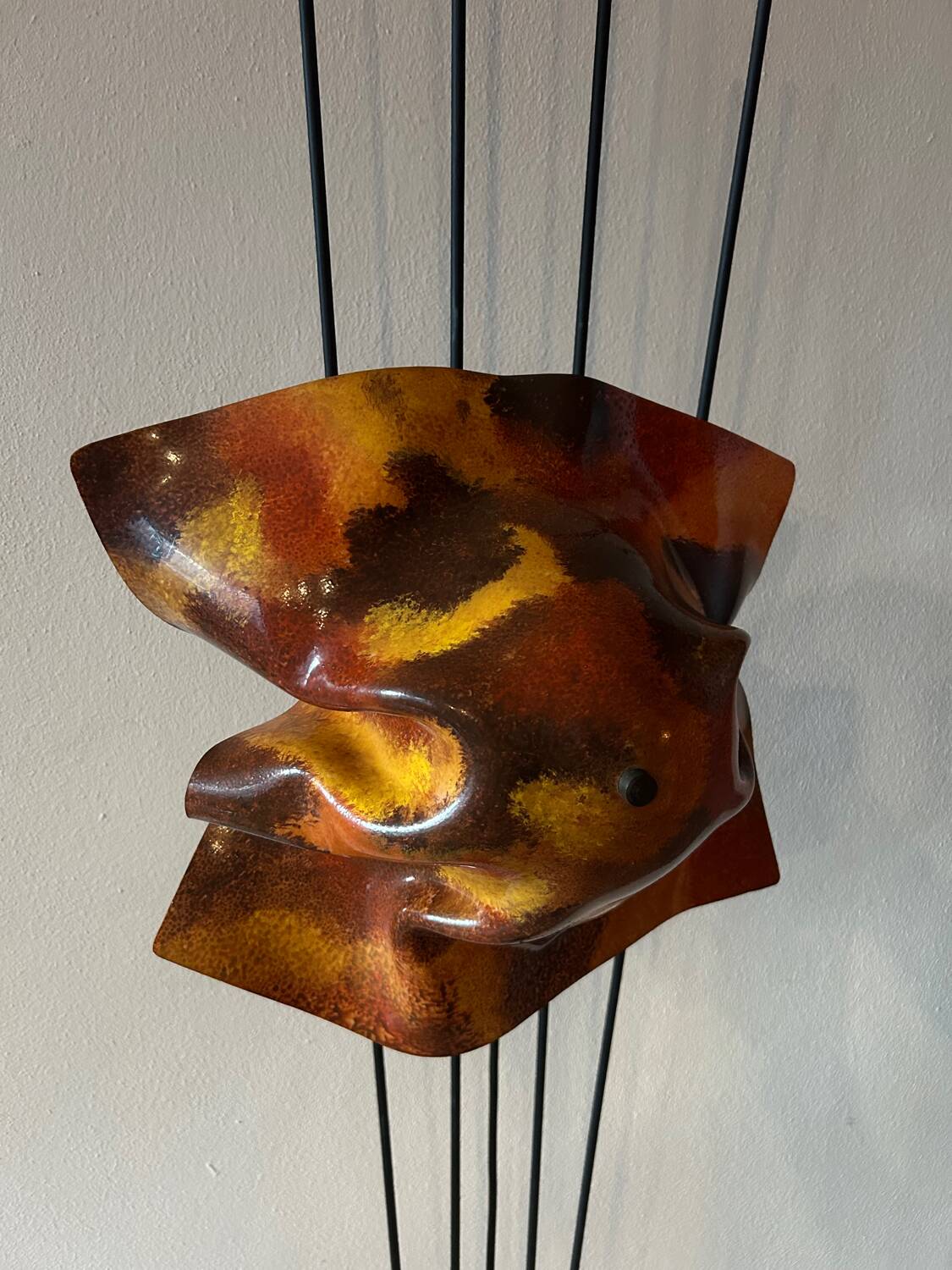 Lampe de sol vintage sculpturale – Verre artistique fait à la main