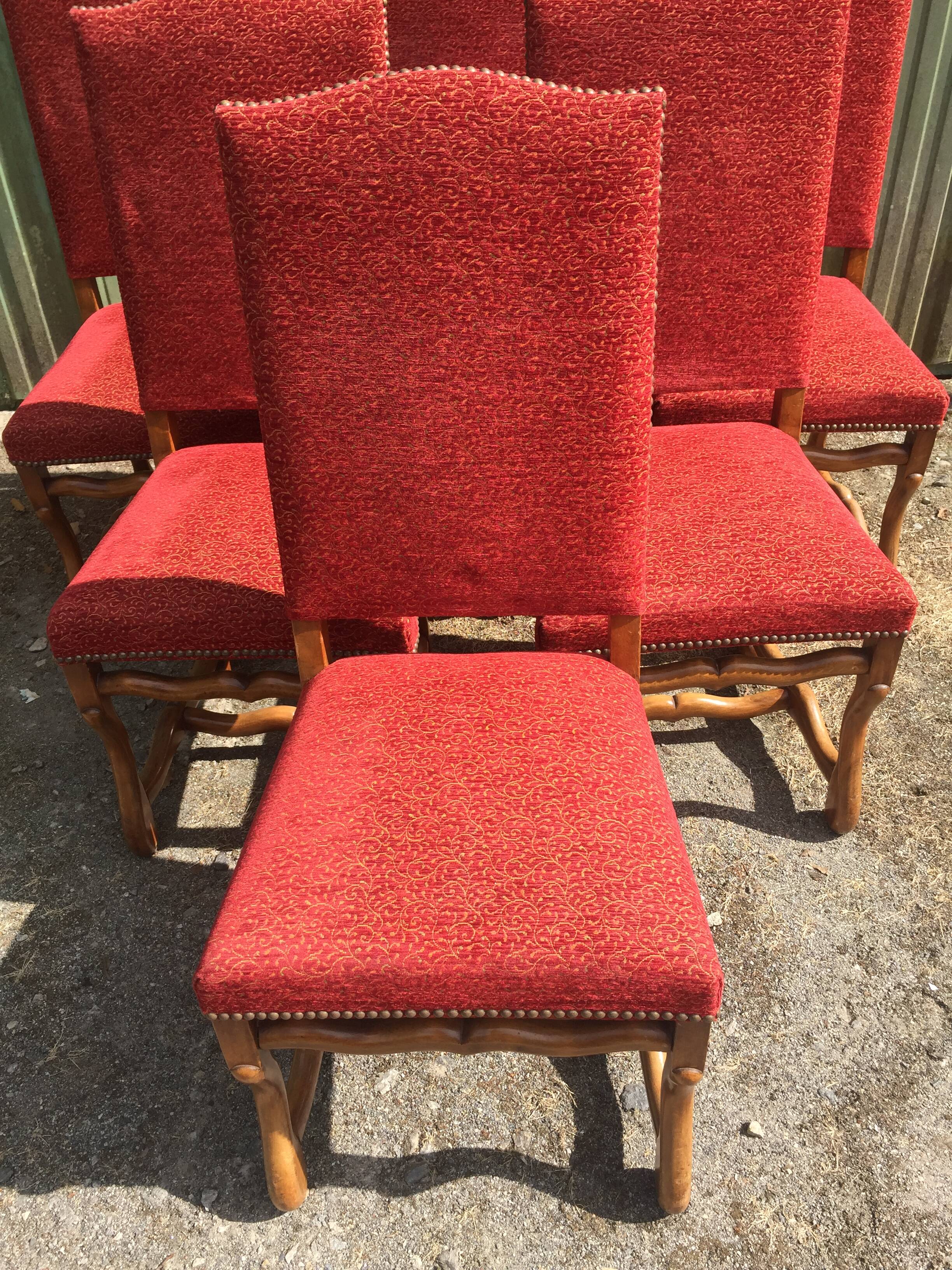 Vintage Louis XIII style chairs sheep bones in beech and velvet.