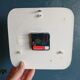 Vintage formica square silent wall clock "Kiplé black green red"