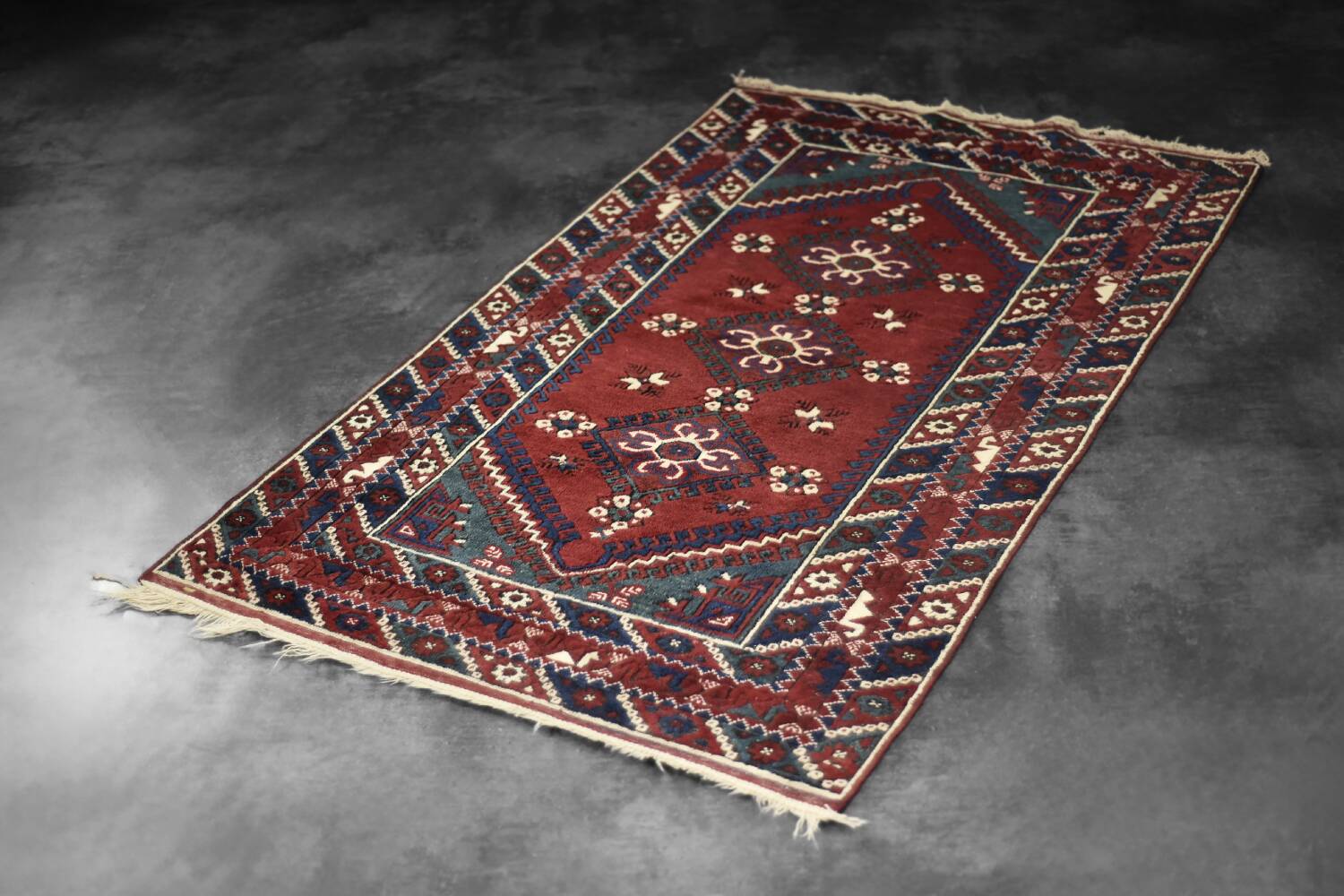 Vintage Red Hand-Woven Oriental Afghan Rug, 1970s