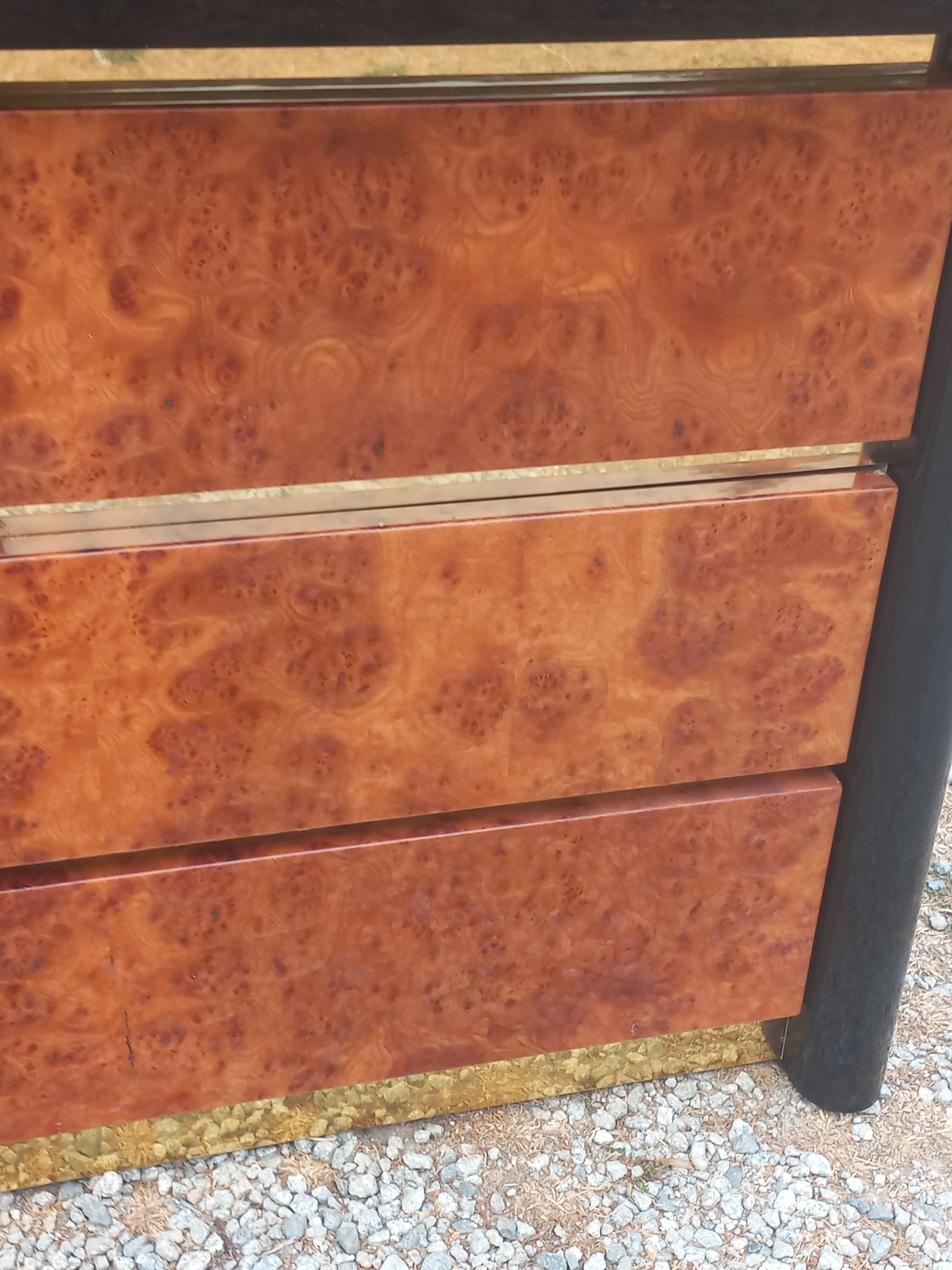 Roche Bobois Mahey black lacquer and burl commode with 3 drawers.
