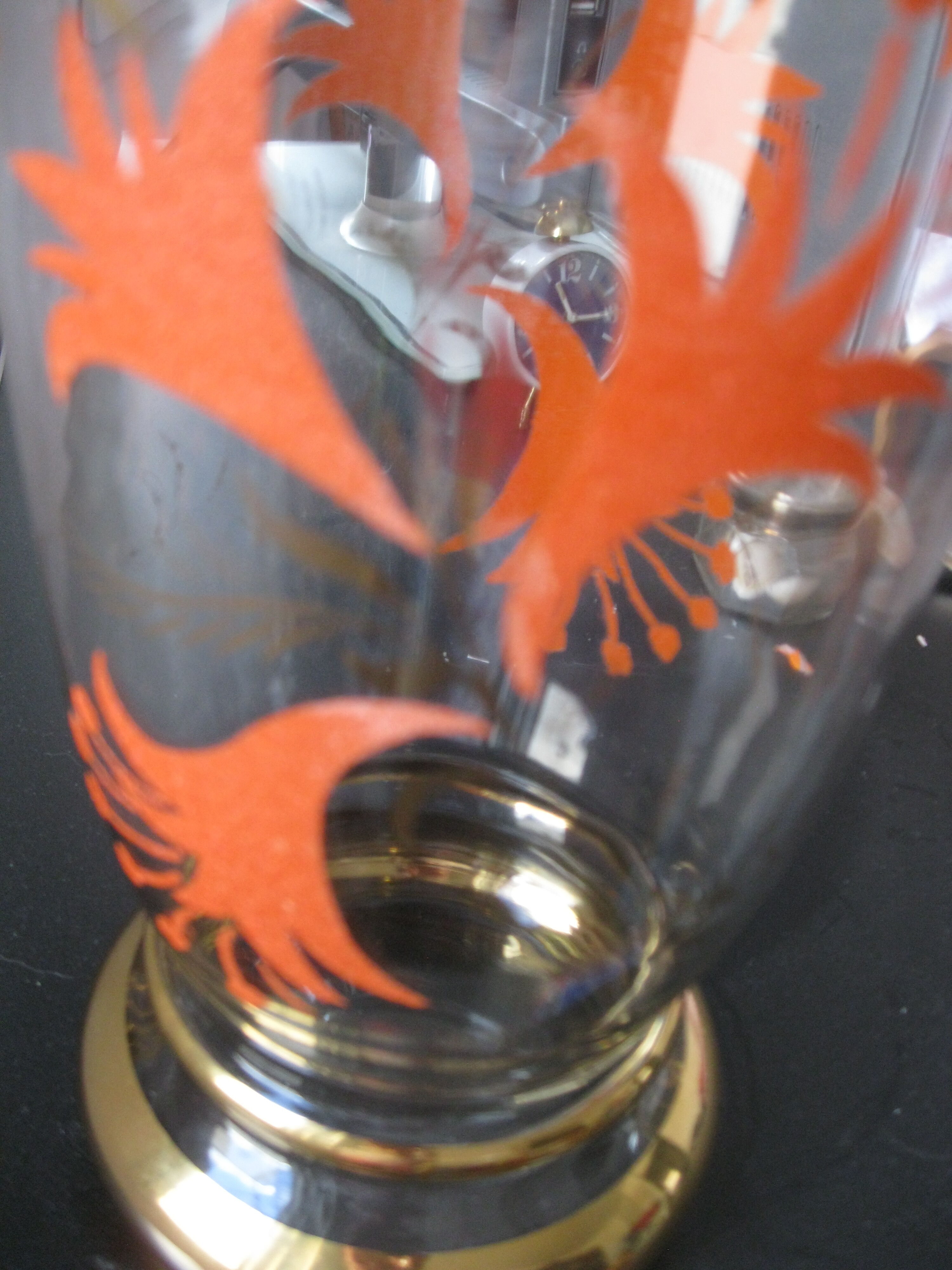 Antique crystal and orange granite vase