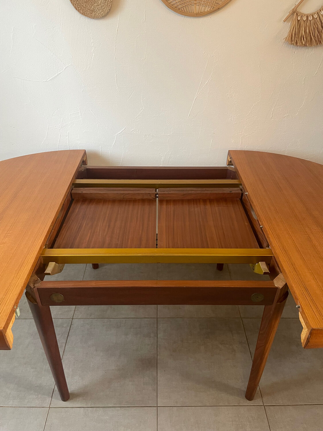 Table en teck vintage NF 2 rallonges