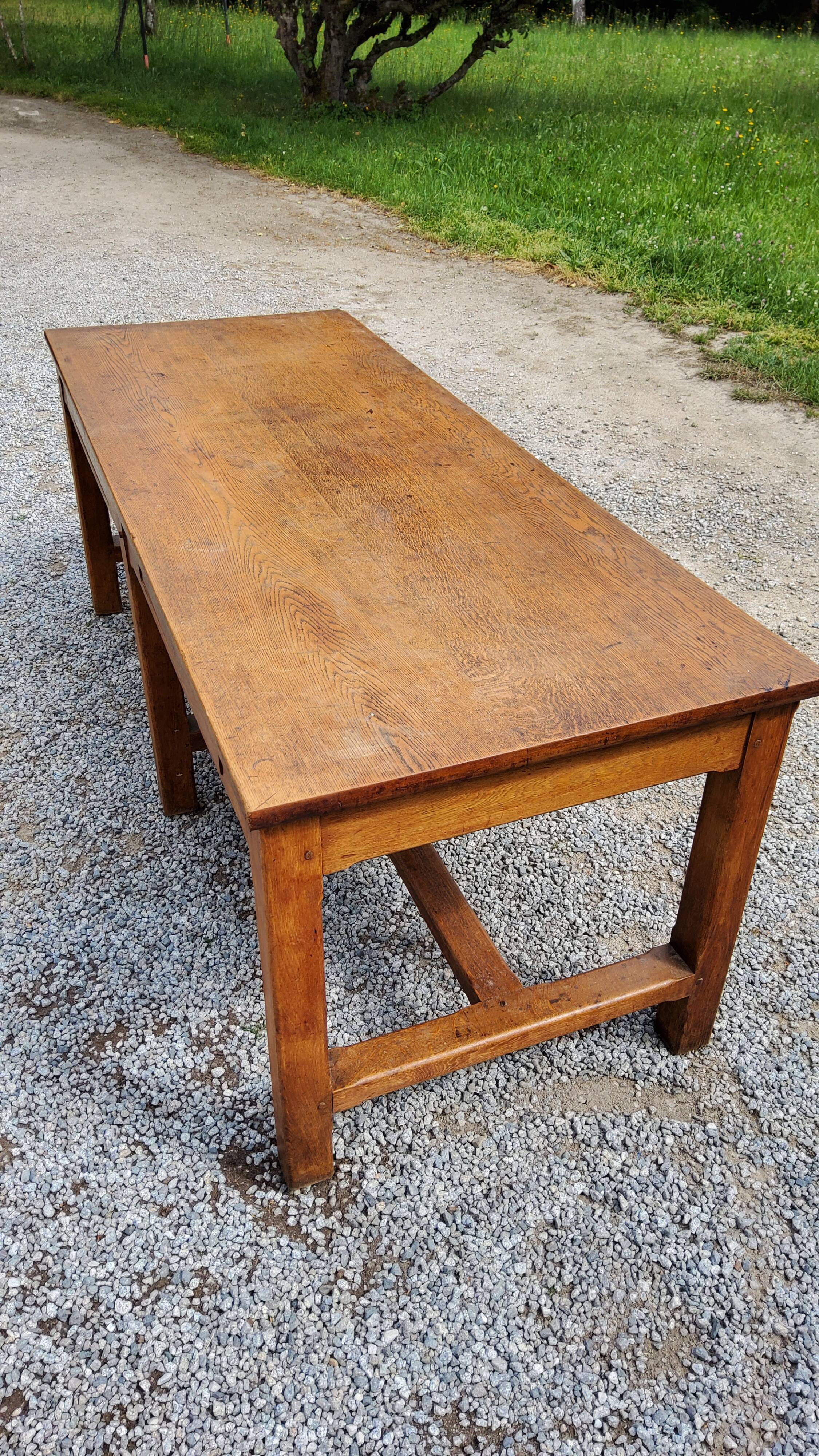 Oak farmhouse table 6 feet 2 drawers 200cm