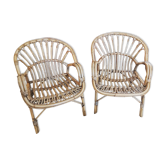 Paire de fauteuils en rotin vintage