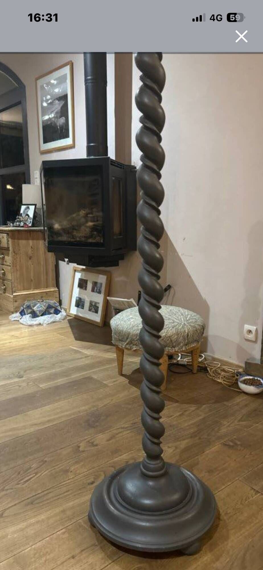 turned wooden lamp post base