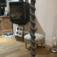 turned wooden lamp post base