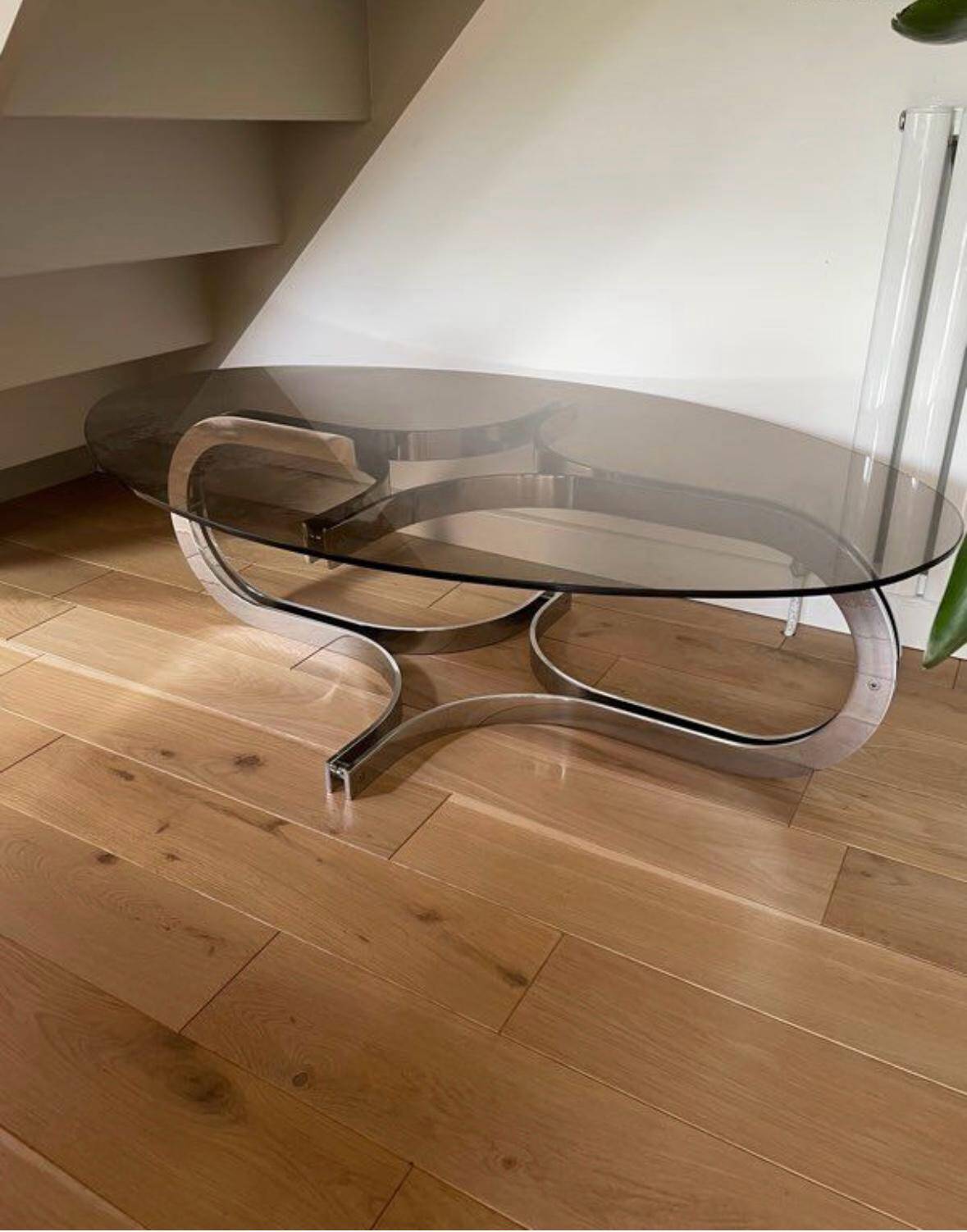 Table basse en verre années 70
