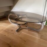 70s glass coffee table