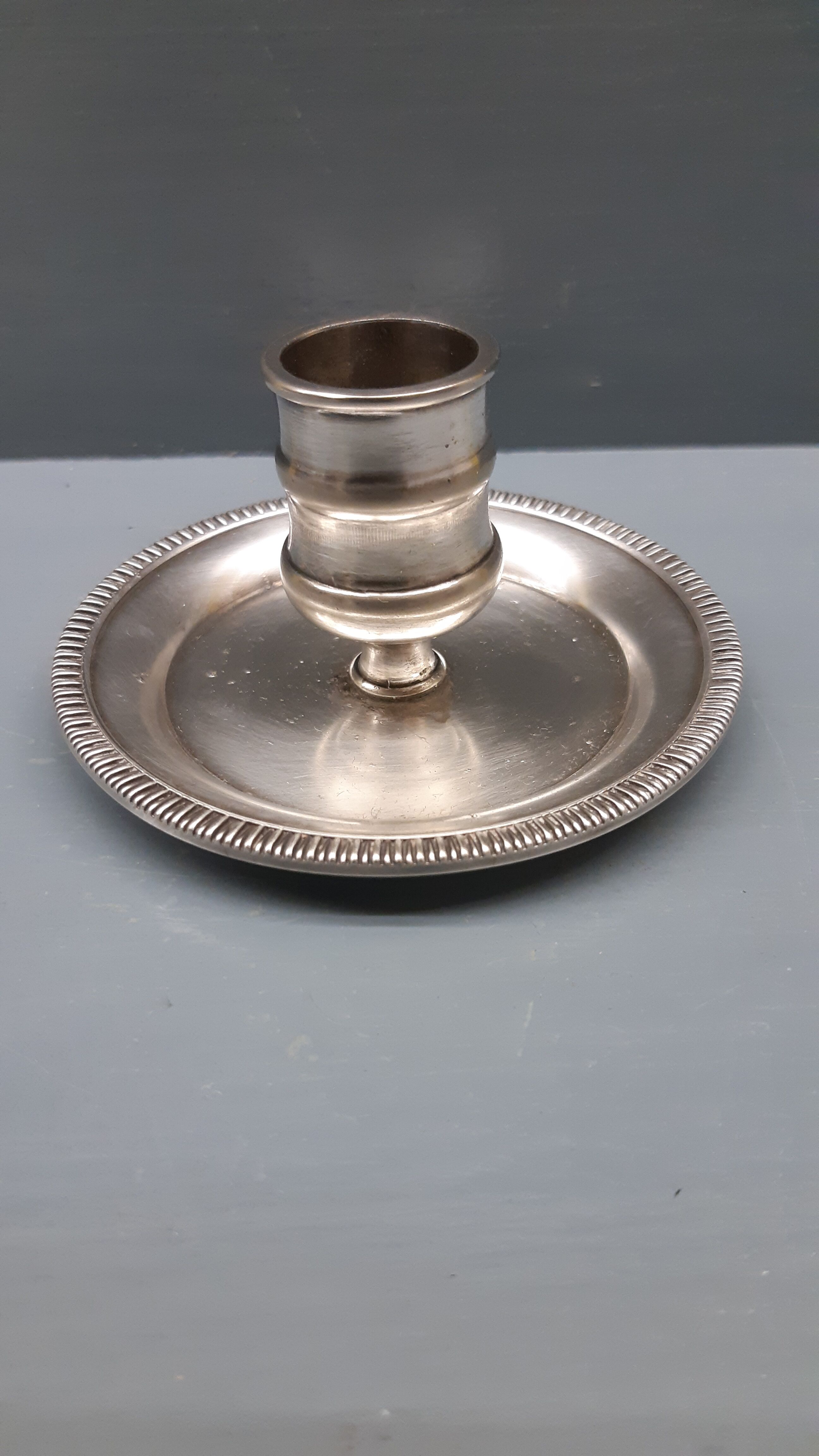 Small silver metal candle holder