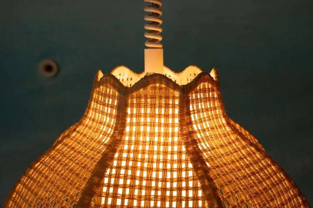 Swedish suspended lamp in bohemian strap.