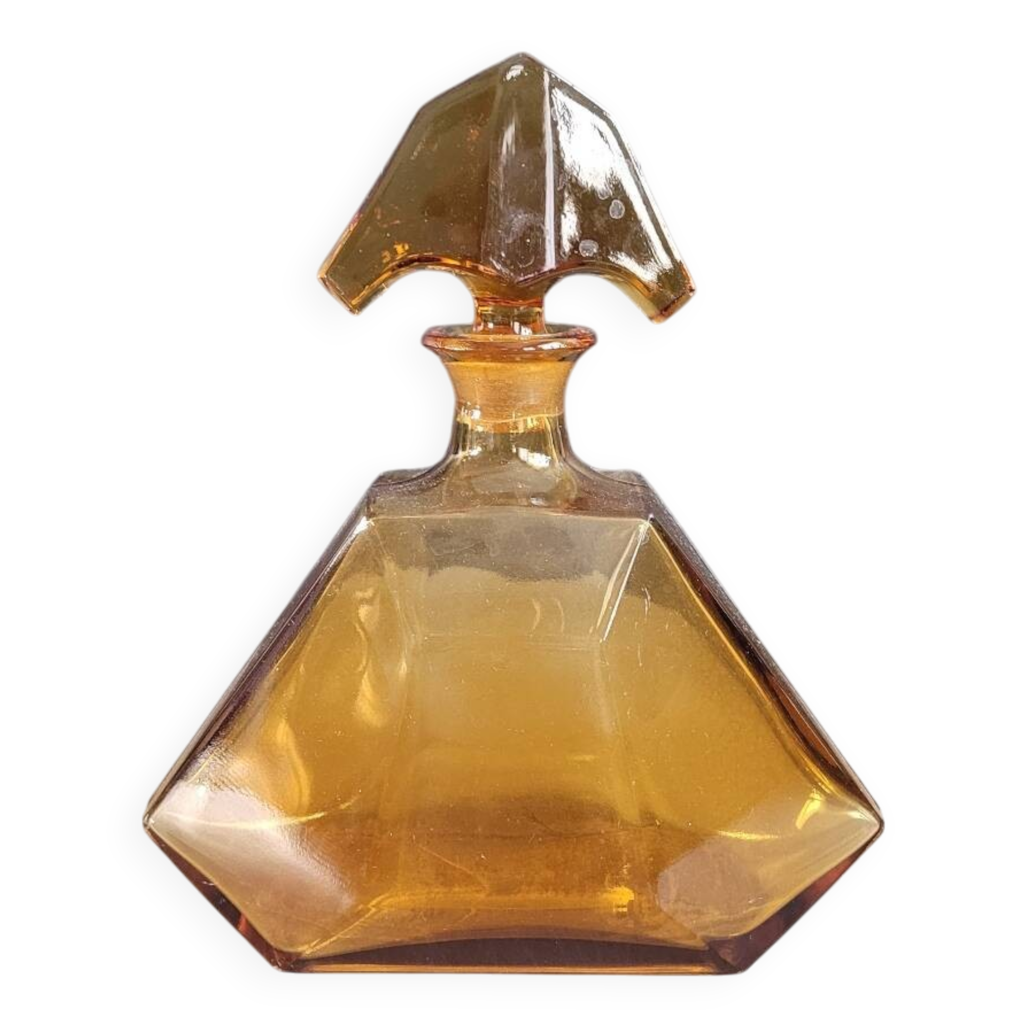 Art Deco liqueur carafe in amber glass