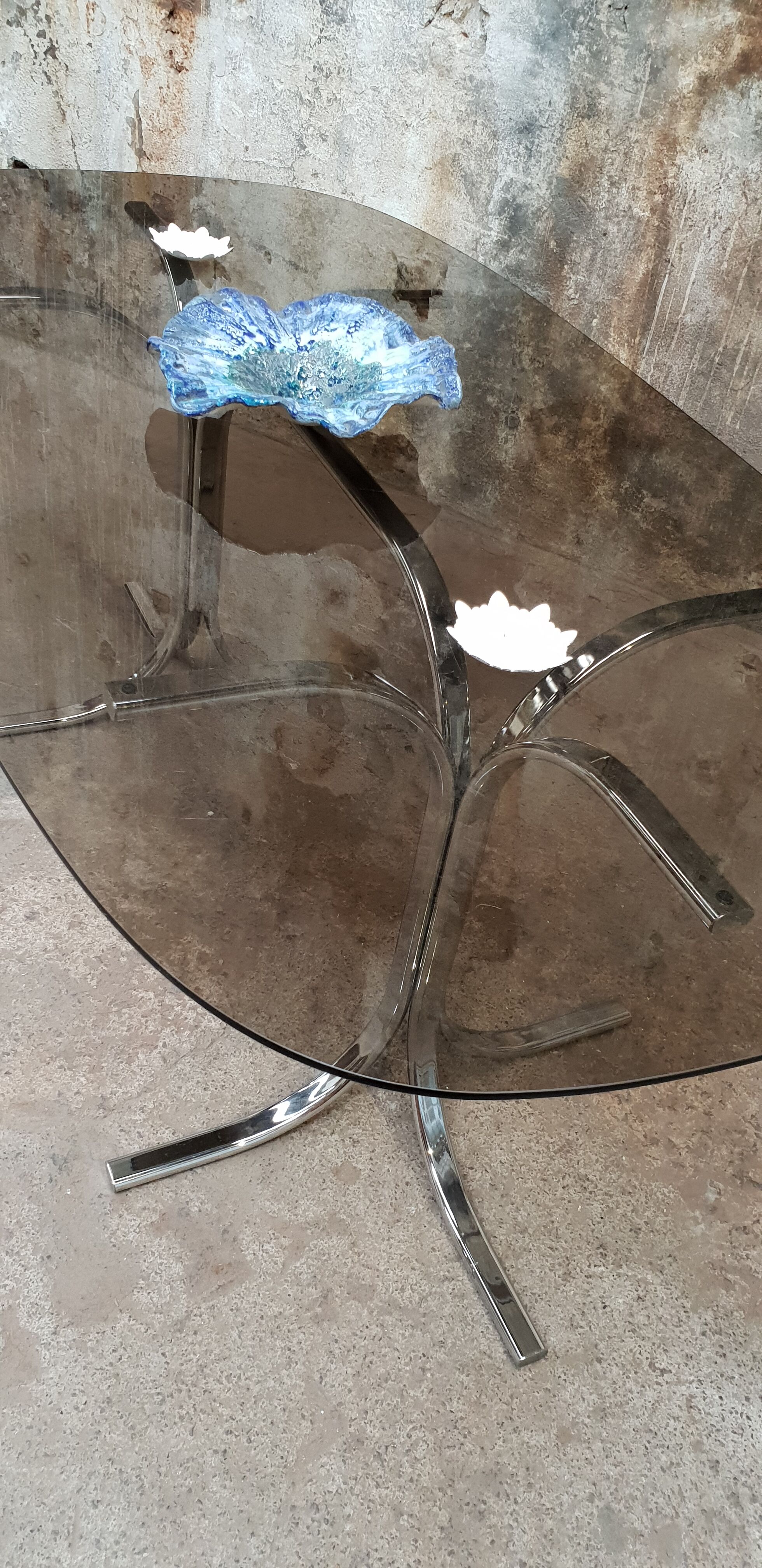Table ovale en verre vintage