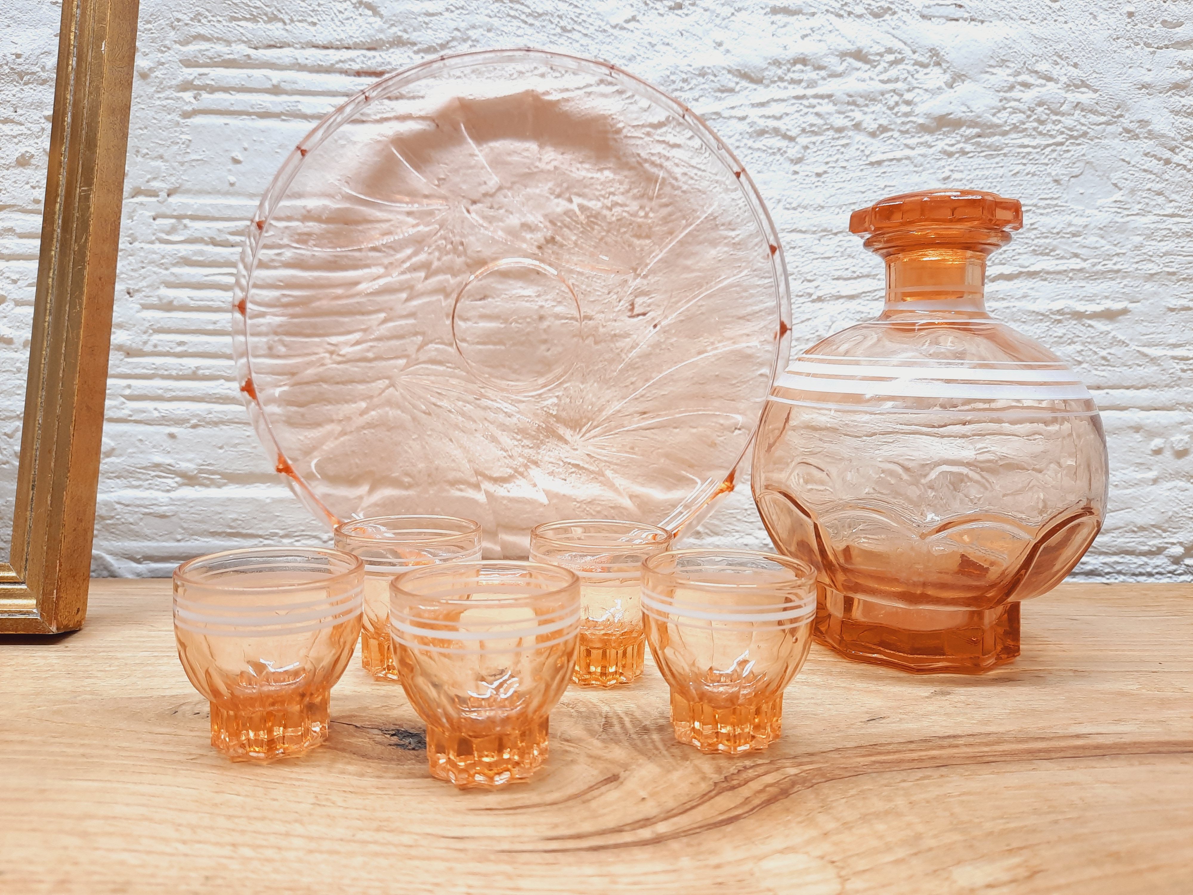 Art Deco pink liquor service
