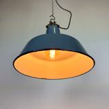 Industrial Blue Enamel Factory Lamp with Cast Iron Top, 1960s