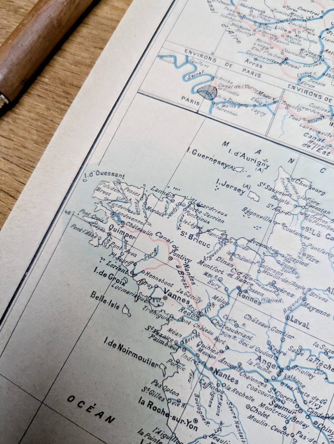 Carte des voies navigables de France, originale imprimée en 1896.