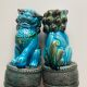 Pair of Chinese Blue Ceramic Foo Dogs