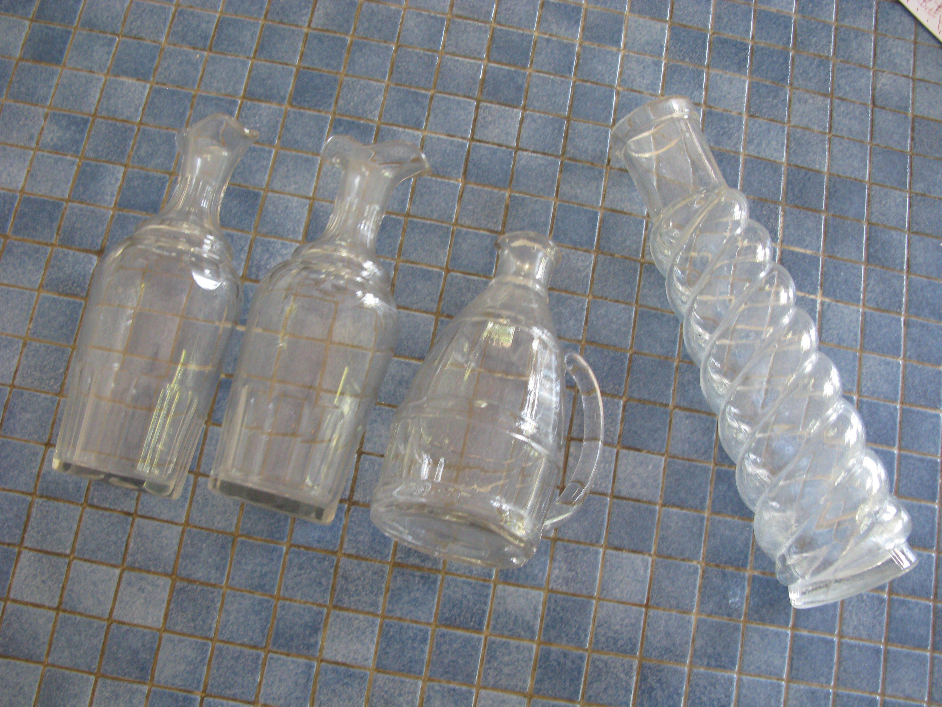 white glass carafes set of 4