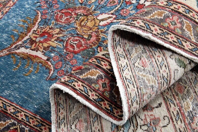 Blue Handmade Persian Vintage Rug 274x370 cm