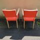 Pair of Vintage Bridge Armchairs Red & Wood 1950s