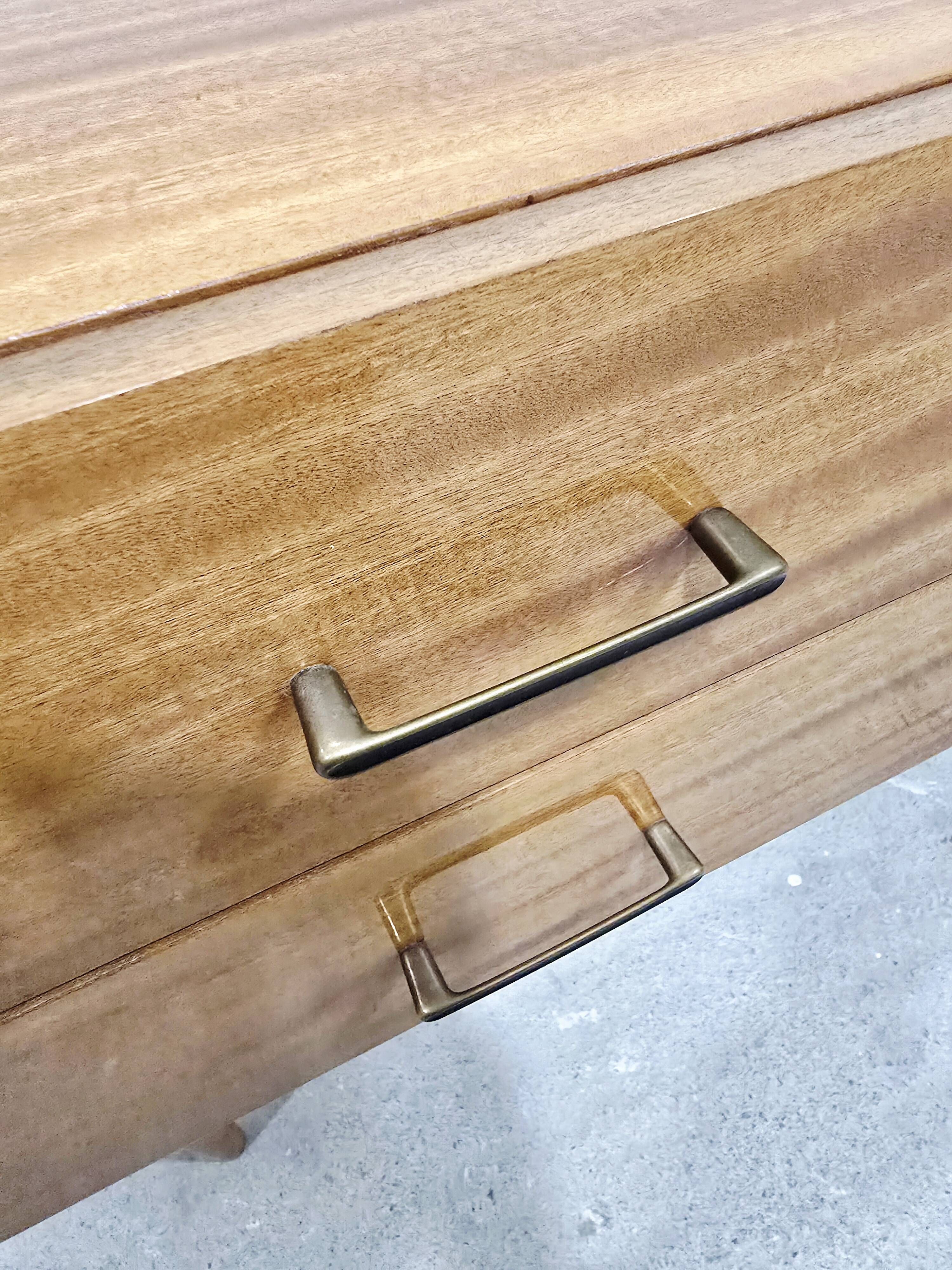Vintage Mahogany-Coloured Sideboard with Brass Handles – 1990s