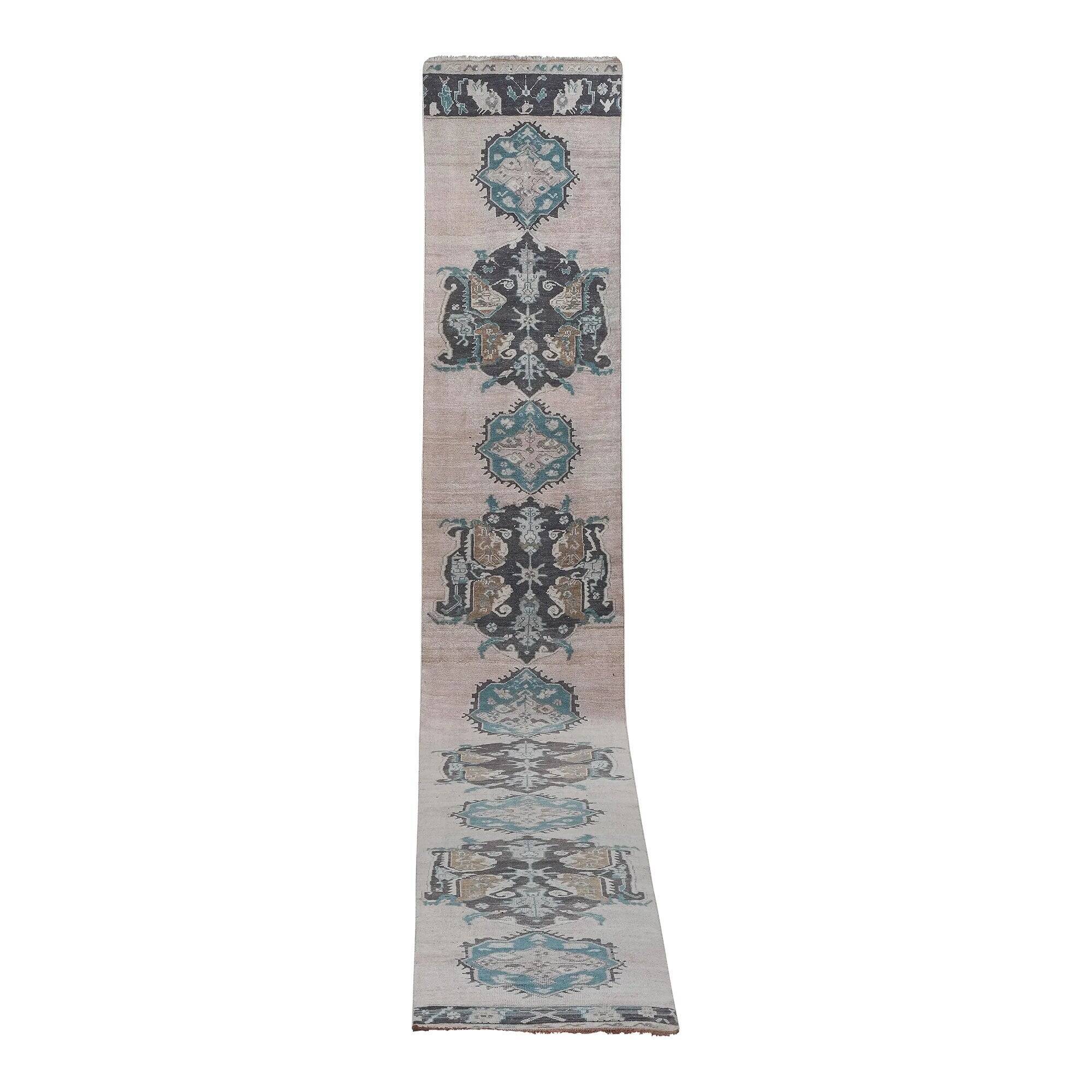 Vintage Turkish hallway rug 93x614 cm