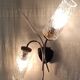 Double wall lights in gold metal and glass tulip - 60s/70s