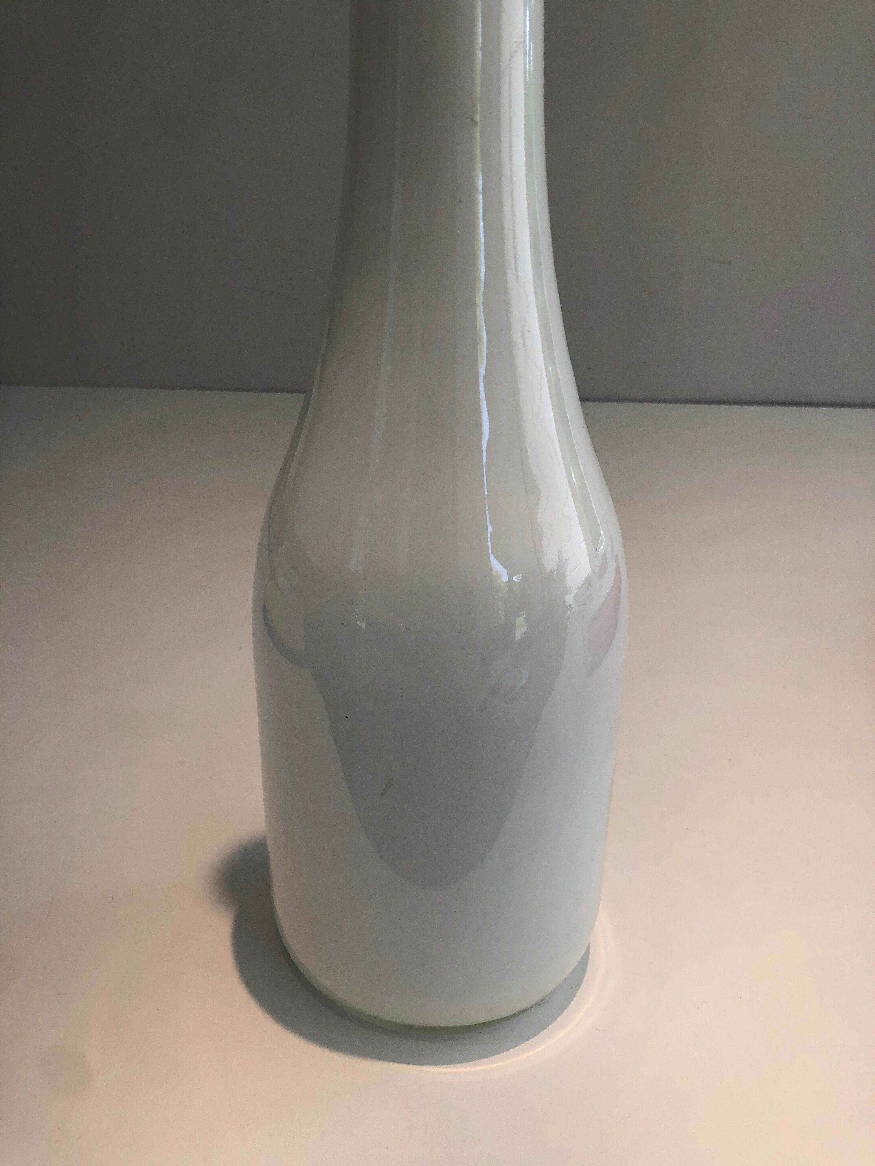 White opaline glass vase