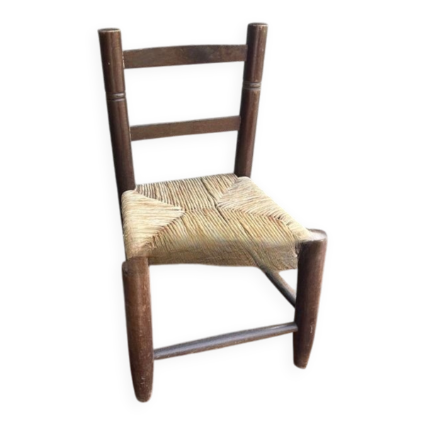 Chaise en paille enfant vintage