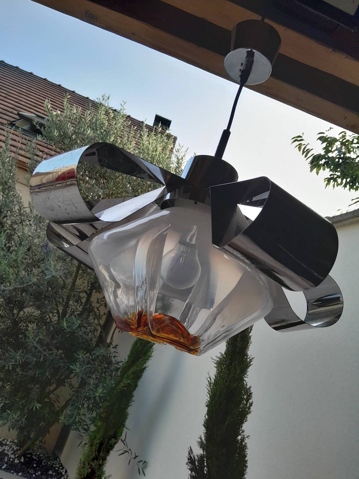 Suspension Mazzega Murano in metal chrome