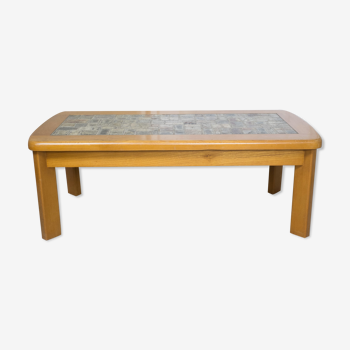Solid elm stone tray coffee table