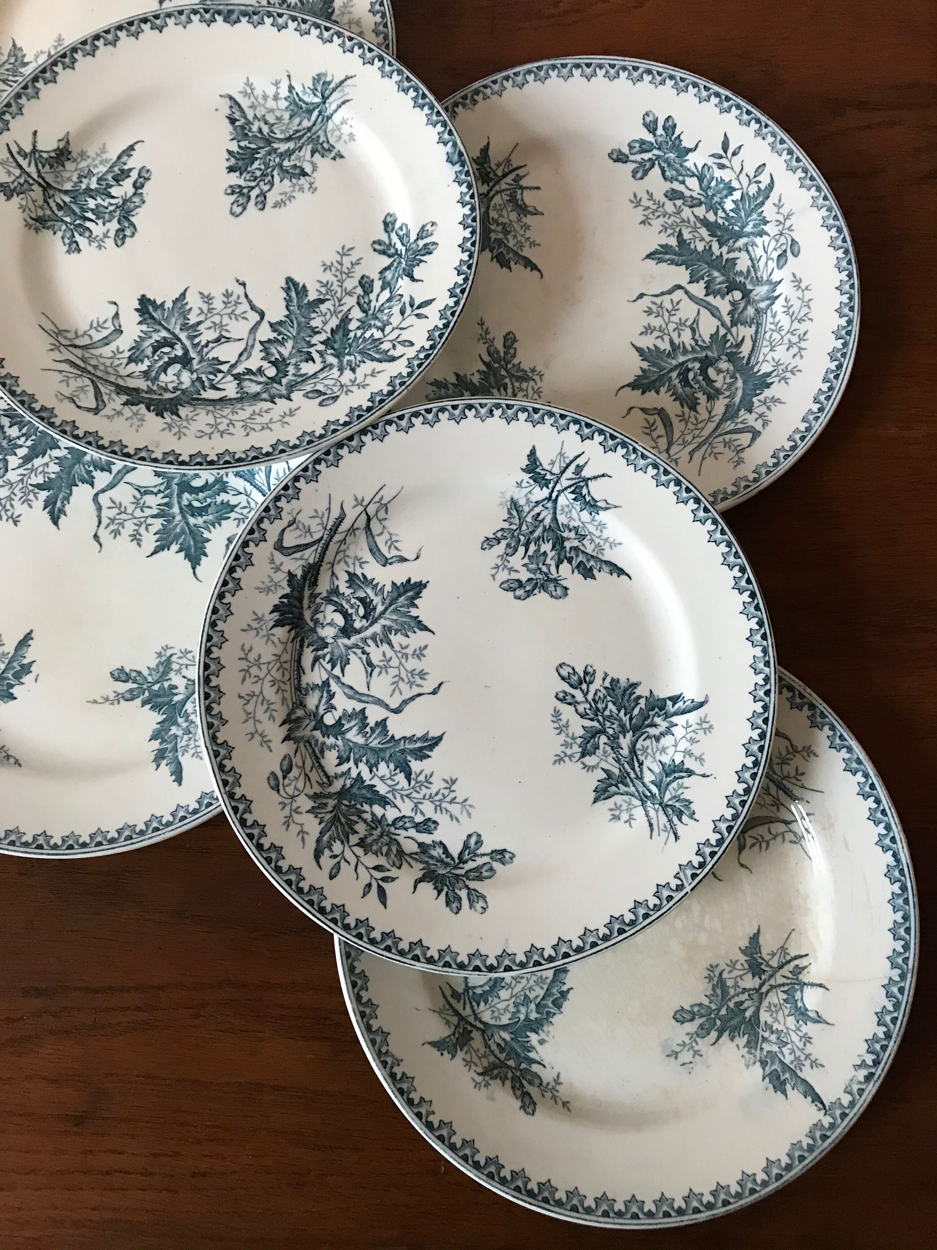 Lot 6 flat plates iron earth Thistle