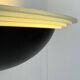Vintage half-moon wall light, sandblasted glass and black lacquered metal, France, 1970