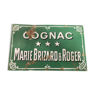 Enamelled plate cognac marie brizard and roger
