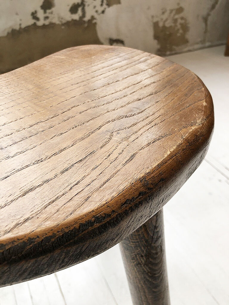 Handcrafted oak bean-shaped stool