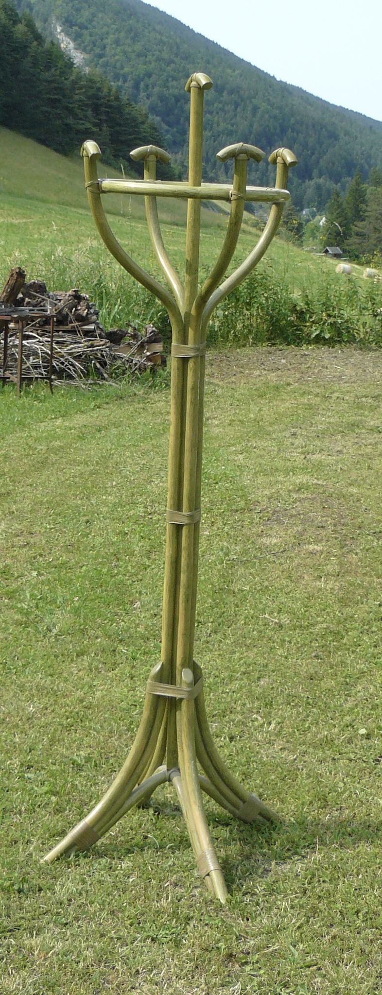 Coat rack parrot bamboo and rotion Roche Bobois Maugrion vintage 1970-80