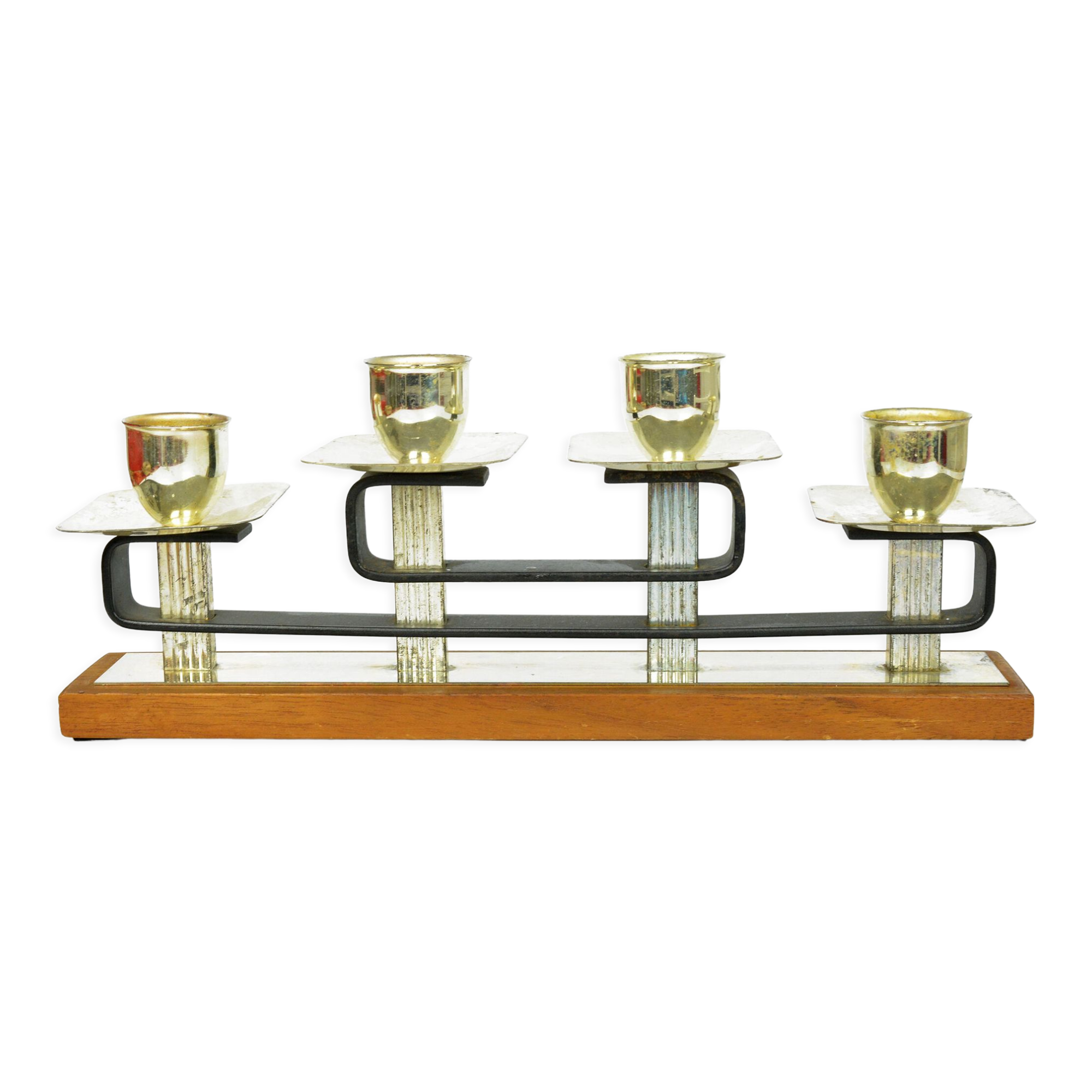 1930s art deco teak candlestick, Austria