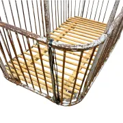 Vintage French Metal Bakery Cart long – Industrial Bread Trolley – Rolling L