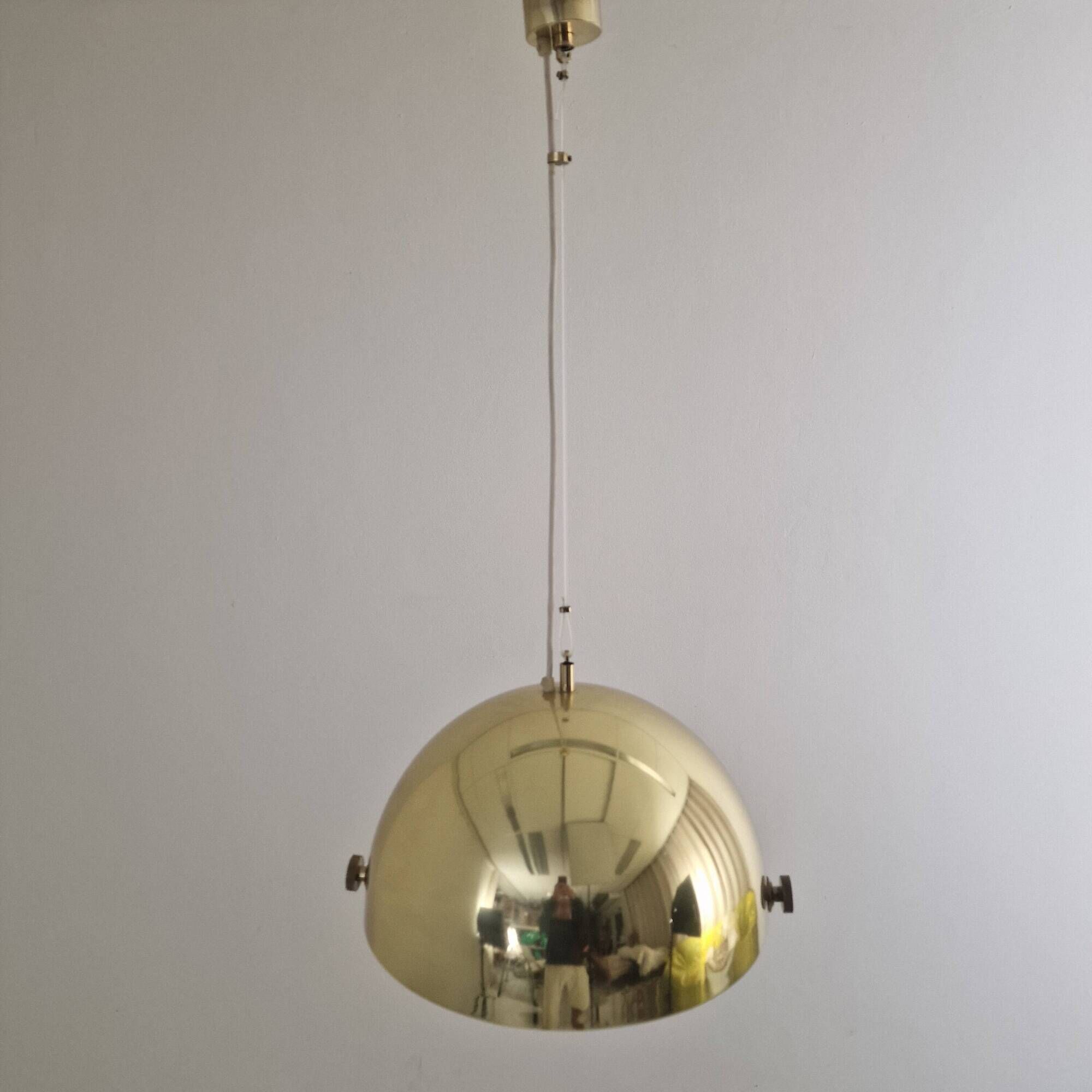Adjustable Brass "Dome" Pendant Light by Vereinigte Werkstätten München 60s