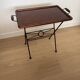 Pair of folding serving tables Grange in wood and wrought iron