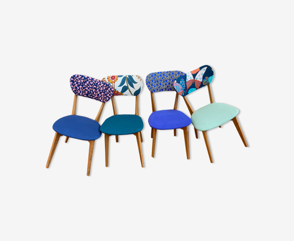 Suite de 4 chaises vintage rénovées