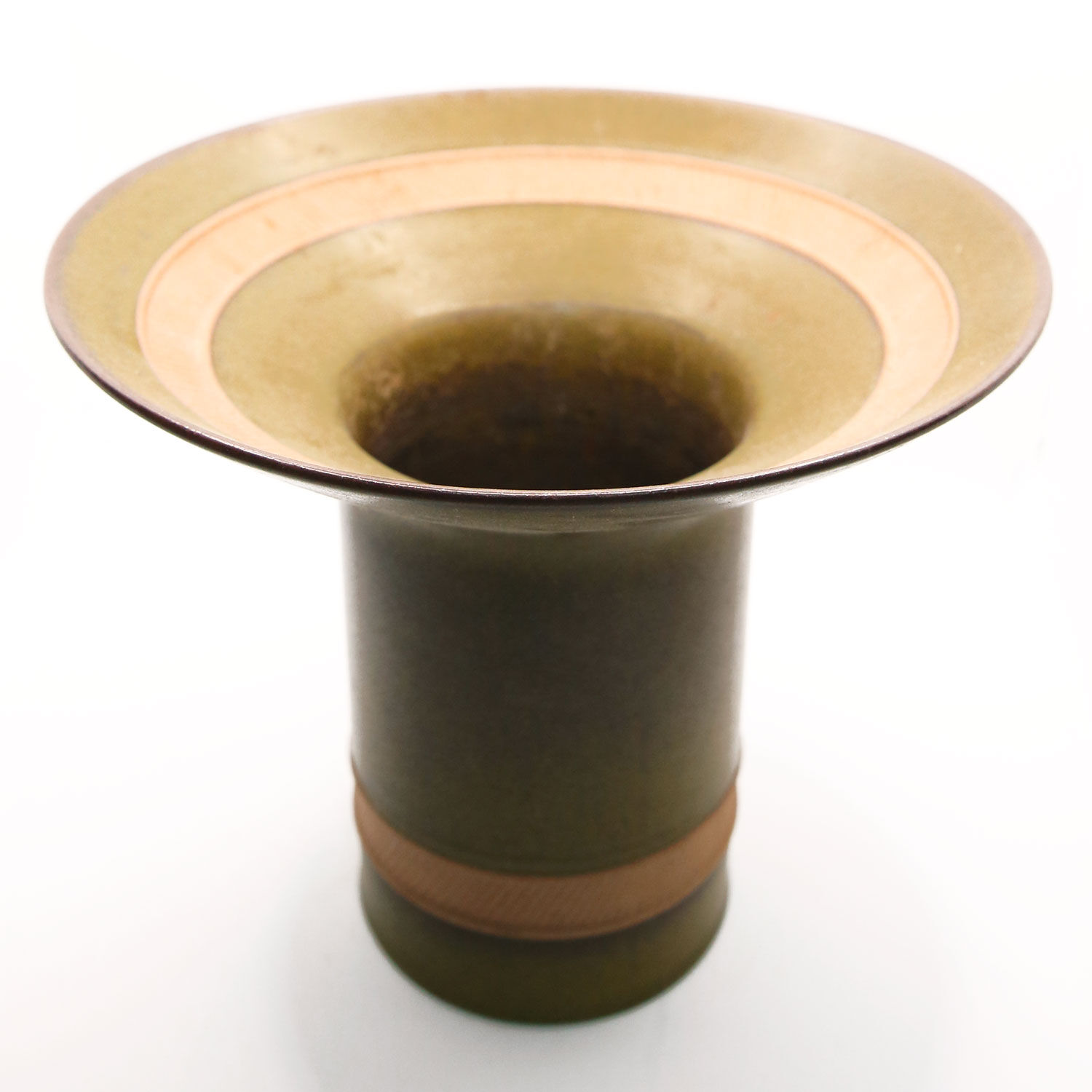 Vase corolle en grès vert olive des Sixties de Rosenthal Studio Linie