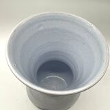 Blue glazed earthenware vase – stylized floral decoration – signed on the base