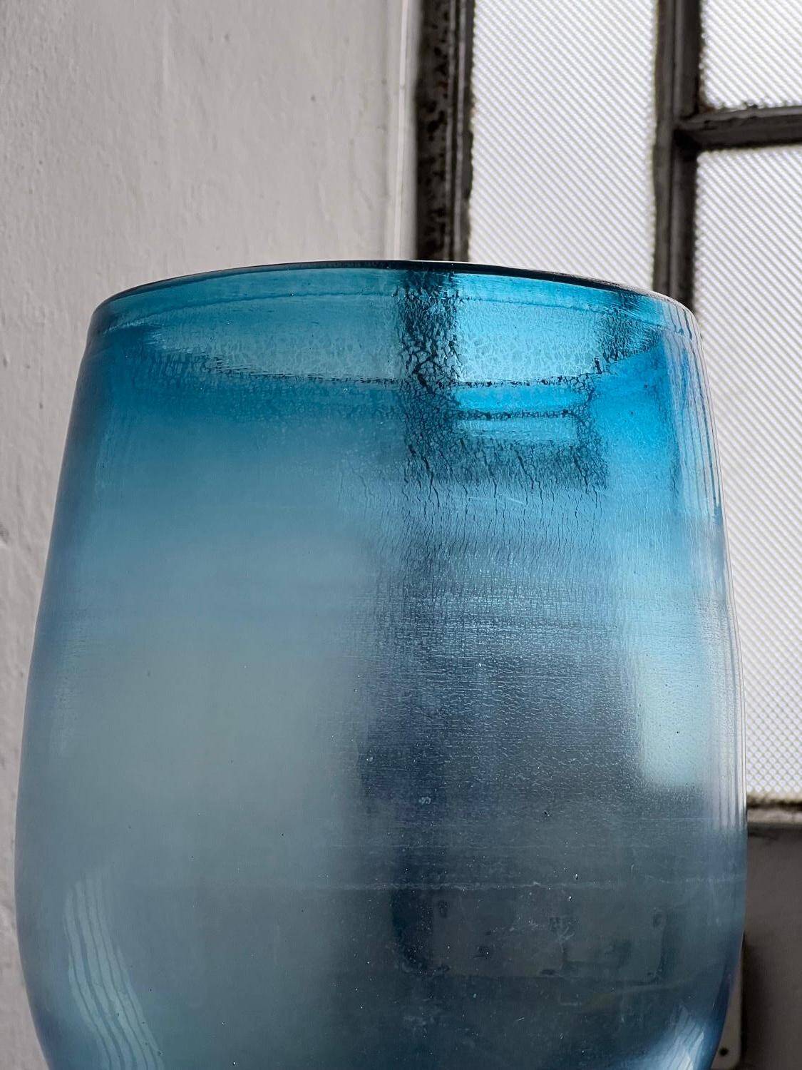 Big Opalescent Vase in Hand Blown Murano Glass, Blue Purple Gold Iridescent