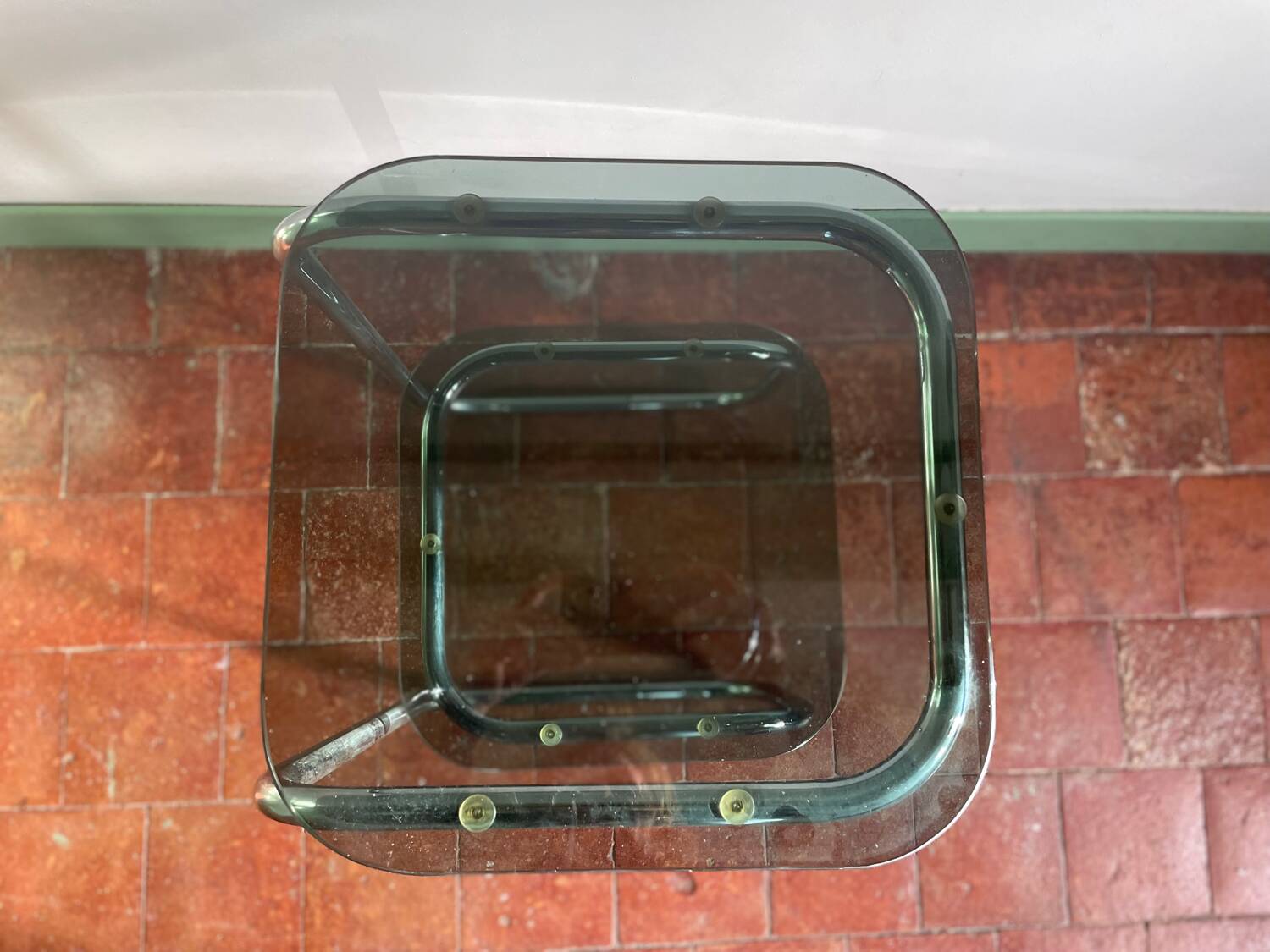 Chrome and smoked glass side table 1970
